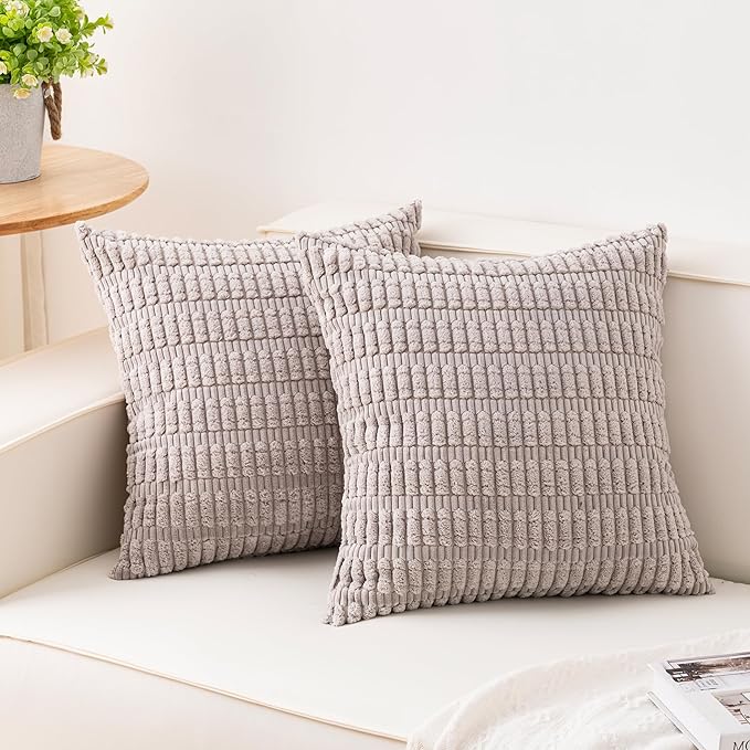 Pack of 2 Corduroy Decorative Throw Pillow Covers 18x18 Inch by Unknown