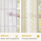 BGment Mustard Yellow Vintage Floral Linen Curtains - Image 6