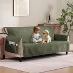 Olive Green Quilted Couch Cover by Pamhaven