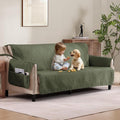 Quilted Olive Green Sofa Slipcovers by Pamhaven