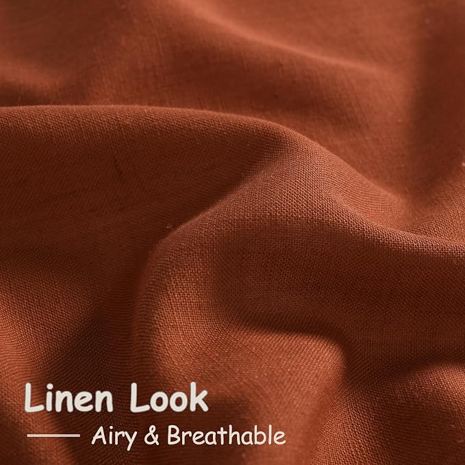 Terracotta Linen Curtains 102 inches Long 2 Panels - Image 6