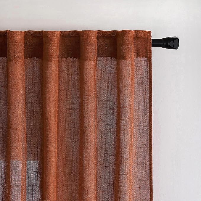 MIULEE Burnt Orange Fall Kitchen Curtain 24 Inches Long 2 Panels Farmhouse | - Image 6