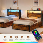 Rolanstar Twin Bed Frame with 4 Storage Drawers, Charging Station and LED Lights - Image 6