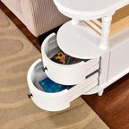 Narrow End Side Table with 2 Storage Drawers and Open Shelf, Retro Vintage Slim - Image 6
