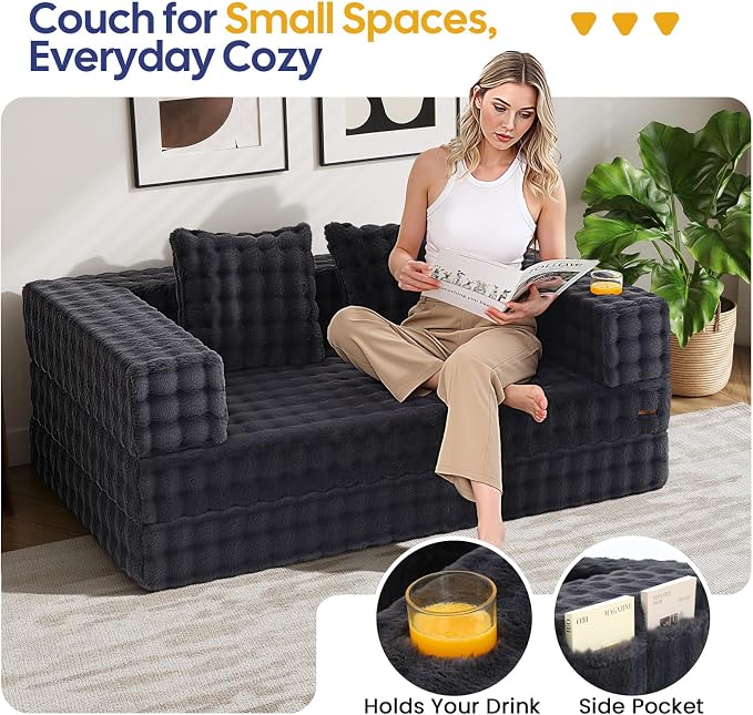 COMAX Futon Sofa Bed, 4‑in‑1 Convertible Sofa Bed, Folding Boneless Couches - Image 3
