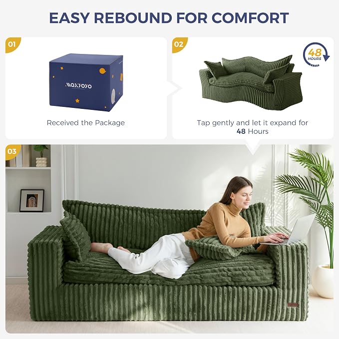 MAXYOYO 76" Sofa Couch, Loveseat Boneless Couch in a Box, Upholstered Small - Image 8