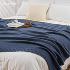 CozeCube Dusty Blue Seed Stitch Throw Blanket 60"x80", Farmhouse Decor | Blanket - Image 2