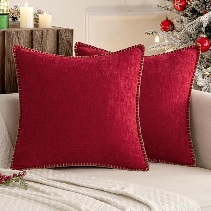 MIULEE Decorative Couch Throw Pillow Covers 18x18 Inch Red 2 Pack | Summer by MIULEE