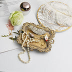 Funly mee Small Antique Trinket Dish Vintage Gold Metal Jewelry Tray, Ring - Image 2
