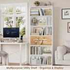 FOTOSOK 6-Tier Open Bookcase and Bookshelf, Freestanding Display Storage - Image 7