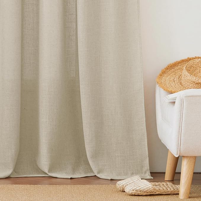 RYB HOME Semi Sheer Curtains for Bedroom, Airy Solid Sheer Window Curtain - Image 6