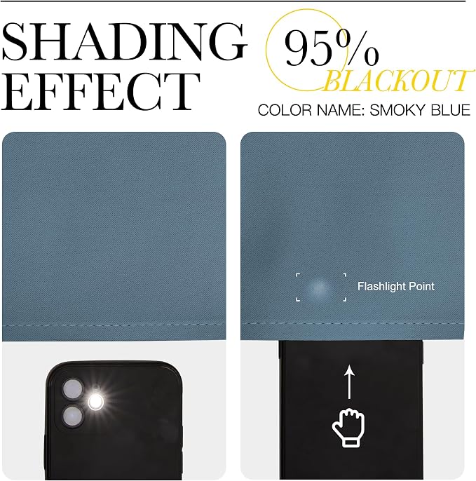 NICETOWN Window Curtains for Bedroom, Smoky Blue, 2 Panels, W42 x L48 -Inch - Image 4