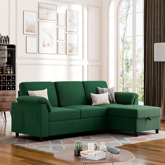 Vongrasig Convertible Sectional Couch, 3 Seat L Shaped Sofa by Vongrasig