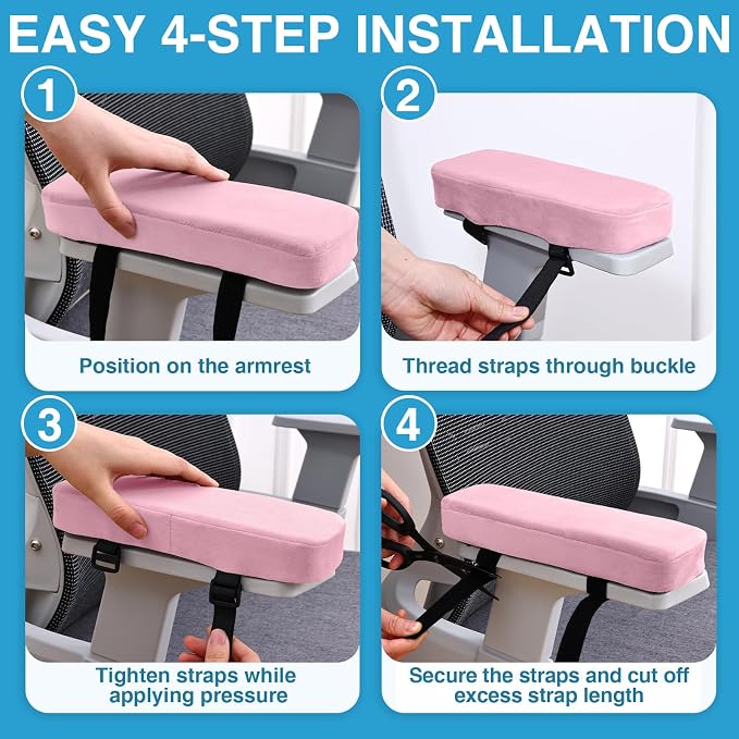 Smiry Ergonomic Office Chair Armrest Pads, Memory Foam Arm Rest Covers - Image 6