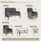 Weaxty 7 Pieces Patio Furniture Set, Wicker Outdoor Swivel Rocking Chairs - Image 2