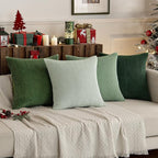 MIULEE Soft Corduroy Decorative Throw Pillow Covers Forest Green 16x16 | Set of - Image 9