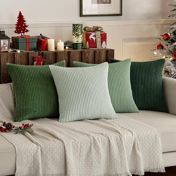 MIULEE Soft Corduroy Decorative Throw Pillow Covers Forest Green 20x20 | Set of - Image 9