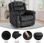 EBELLO Manual Recliner Chair, Soft Fabric Recliner Sofa - Image 3