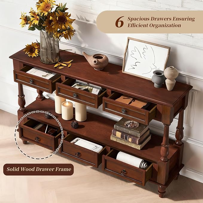 Vintage Solid Wood Console Table - Image 5