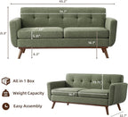 Kingfun 65.2" W Loveseat Sofa, Mid Century Modern Decor Love Seat Couches - Image 2