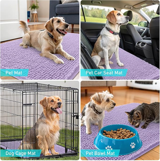 OLANLY Dog Door Mat for Muddy Paws 47x20, Super Absorbent Chenille Mud Mat | - Image 7