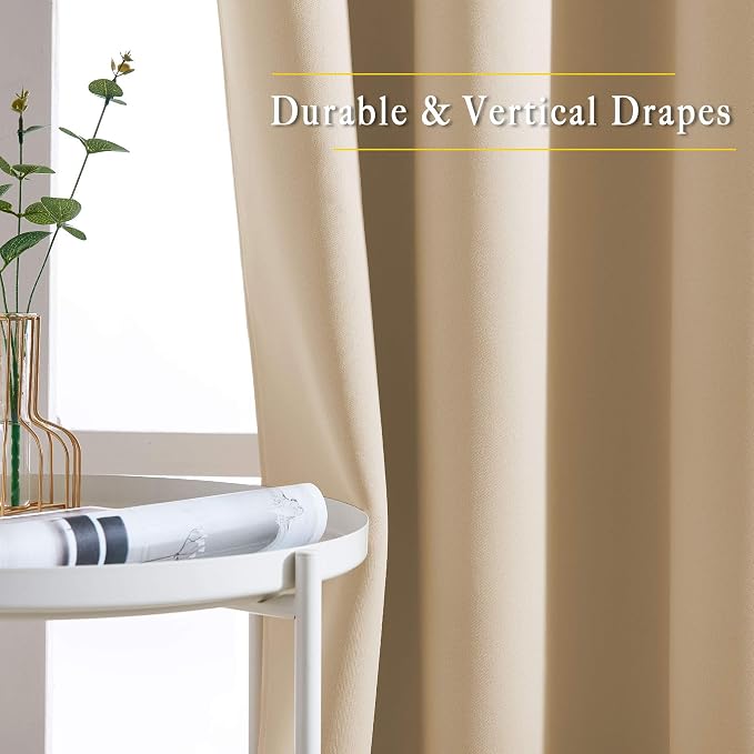 NICETOWN Beige Room Darkening Curtains Blackout 40 inch Curtains - Image 5