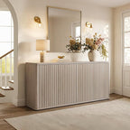 SICOTAS Buffet Cabinet with Storage Accent Sideboard with 8 Doors 132.6" Fluted - Image 9