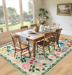PLHXFR Area Rug 10x14 Living Room: Floral Washable Boho Soft Carpet Green | - Image 4