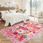 Pink Floral Large Washable Area Rug 8x10 - Image 6