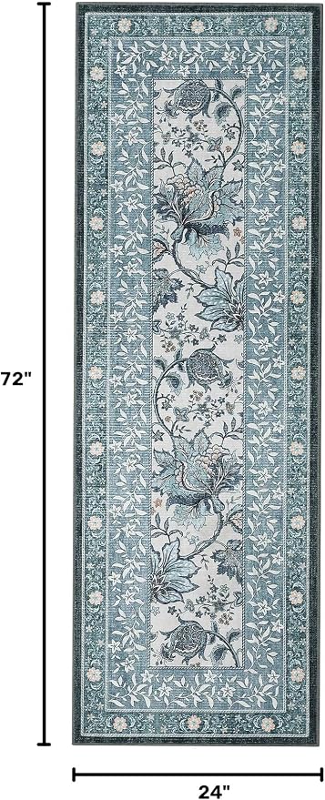 GarveeHome Provence Misty Blue 2x6 Washable Kitchen Runner Rugs Non Slip - Image 2