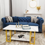 AWQM Marble Coffee Table, Faux Marble Top Rectangular Coffee Table - Image 4