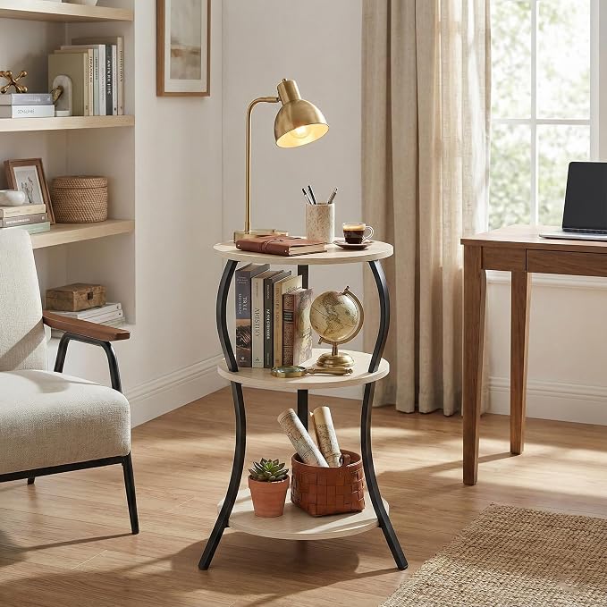Vintage Small Round Side Table, 3-Tier Slim Waist Circular End Table - Image 8
