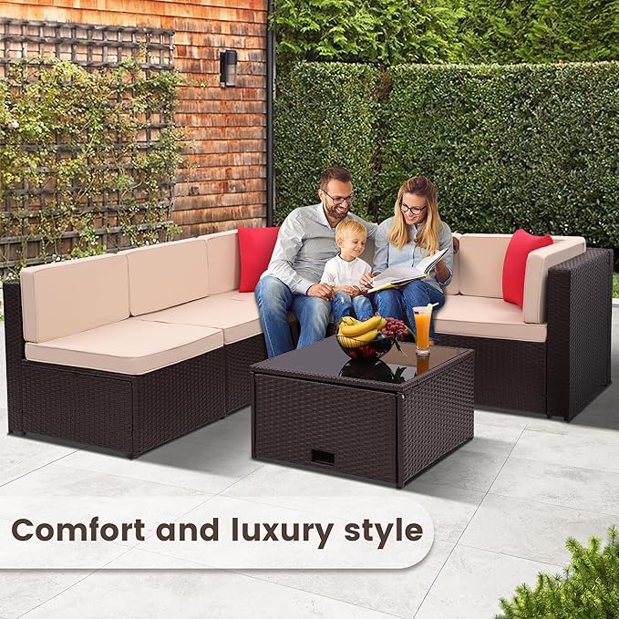KROFEM 8-Piece Patio Furniture Set, Outdoor Wicker Rattan Sectional - Image 3