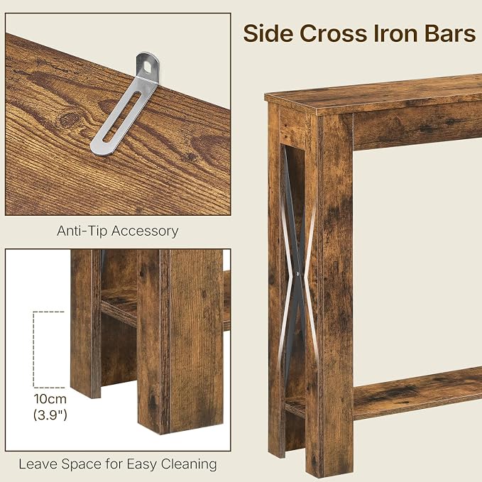 YATINEY Farmhouse Console Table, 39.4'' Small Narrow Entryway Table, Wood Couch - Image 7