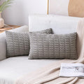 MIULEE Lumbar Corduroy Decorative Throw Pillow Covers 12x20 Light Grey | Pack by MIULEE