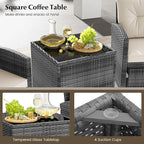 Tangkula 5 Pieces Patio Conversation Set, PE Wicker Rattan Outdoor Furniture Set - Image 6