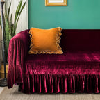 GLORY SEASON Velvet Sofa Cover Soft Decorative Luxurious Solid Exquisite Ruffle - Image 2