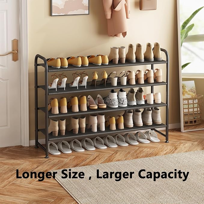 INGIORDAR Shoe Rack 4 Tier Long Storage Organizer Wide Metal Shoe Shelf - Image 4
