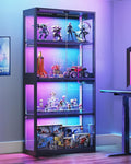 AODK Display Cabinet with Glass Door, 4-Tier Display Case with LED Lights by AODK