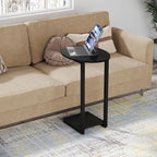 Hosfais Small Side Table End Table, C-Shaped Wood Coffee Table TV Tray - Image 6