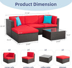 Vongrasig 5 Pieces Small Patio Furniture Sets, All-Weather Outdoor Sectional - Image 2