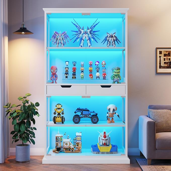 Jocoevol Display Cabinet with 4 Glass Doors, 4-Tier Modern Glass Display Case - Image 9