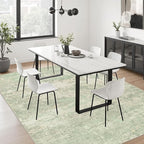 10x12 Area Rug Living Room: Modern Washable Soft Carpet Green Cream | - Image 4