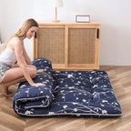 MAXYOYO Navy Floral Printed Japanese Floor Mattress Rustic Style Futon Mattress - Image 4