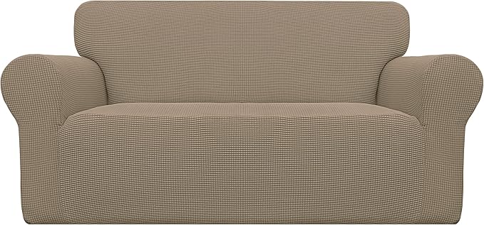 Easy-Going Stretch Loveseat Couch Covers Washable Natural | 1-Piece Loveseat by Easy-Going