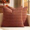 MIULEE Fall Euro Corduroy Decorative Throw Pillow Covers 24x24 Dark Rust | Pack by MIULEE