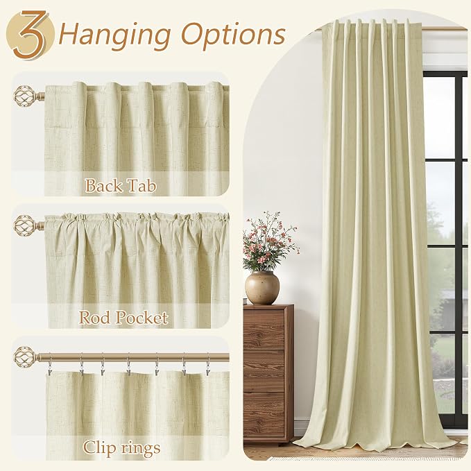 100% Blackout Linen Curtains for Bedroom 84 inches Long, Thermal Insulated Room - Image 6