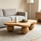 46" Cloud Coffee Table with 3 Ball Legs, Modern Irregular Center Table by BSYEIO
