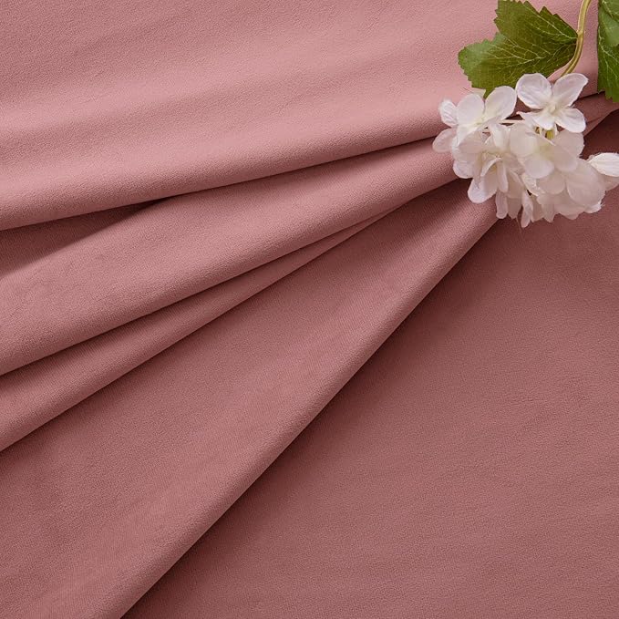 MIULEE Velvet Curtains 50W x 90L 2 Panels Dusty Rose Blackout Curtains | Luxury - Image 7