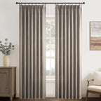 Topfinel 105 Inch Curtains 2 Panels Set, Two Packs Pinch Pleat Back Tab Linen - Image 9